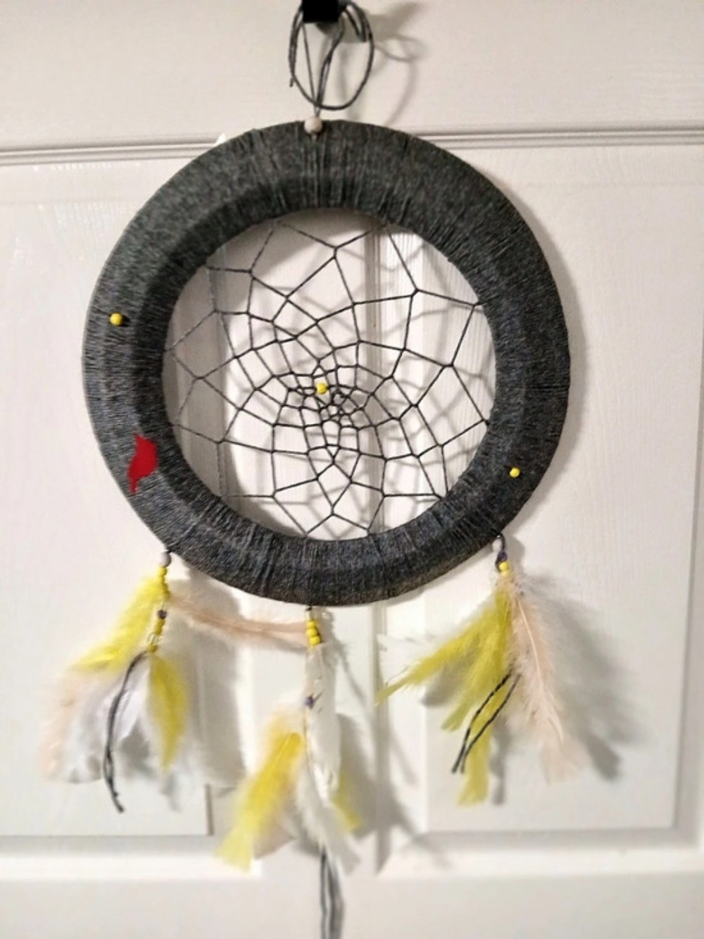 Gray & Yellow Feather Dreamcatcher Decor